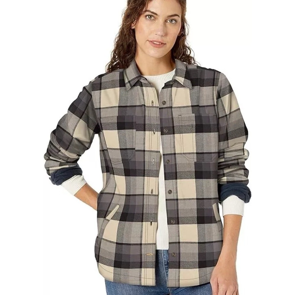 Carhartt Rugged Flex Hamilton Fleece Lined Shirt Shacket Black Gray Cream‎ Small